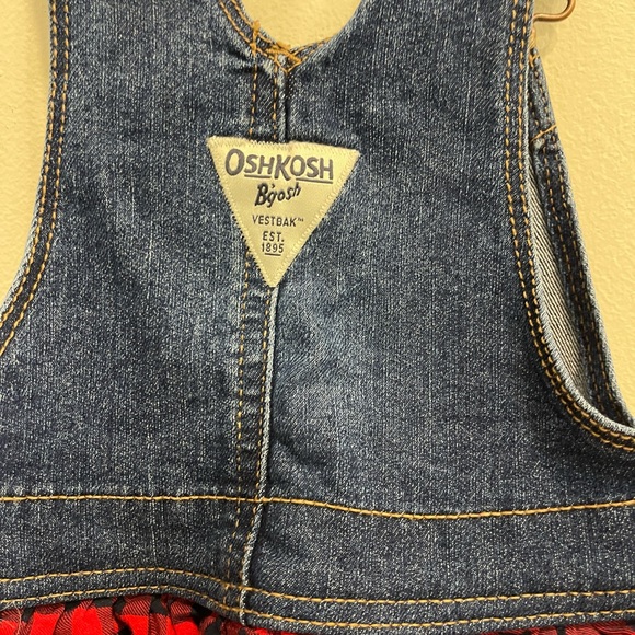 Osh Kosh Denim Jumper Dress with Red  /  Navy check  18 mos - Picture 4 of 7